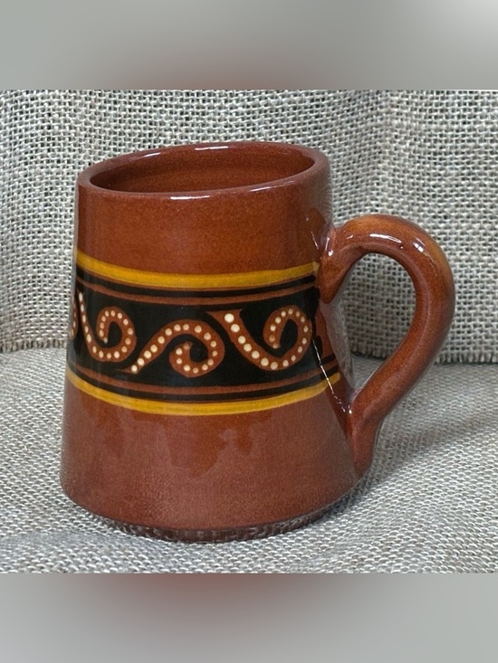 Handmade Other - Handmade Brown Abstract Pottery Coffee Mug Cup Asymmetrical Rim Southwestern
